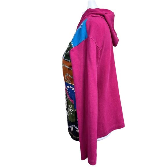 Y2K Nepal Boutique Artsy Zip Hoodie Jacket Large Boho Hippie Unique Patchwork - Picture 3 of 13